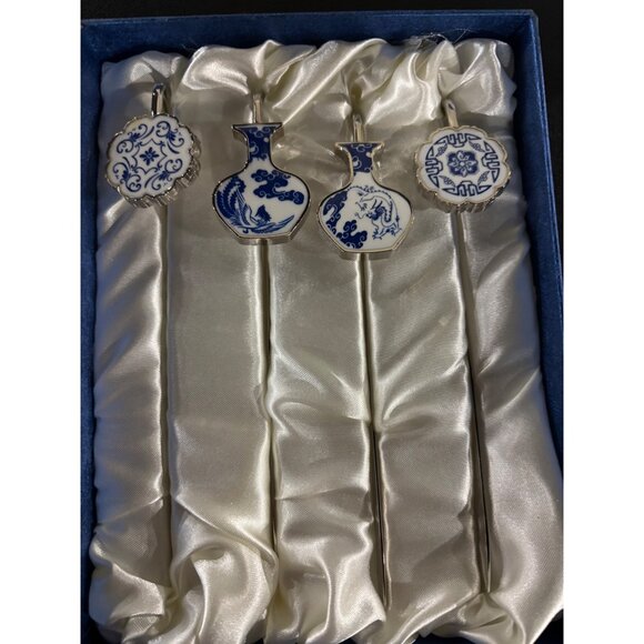 Blue-White Porcelain Letter Opener & Bookmark Set In Decorative Box - Picture 8 of 16
